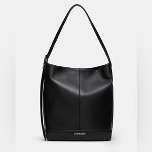 Steve Madden Sleek Black Leather Hobo Bag